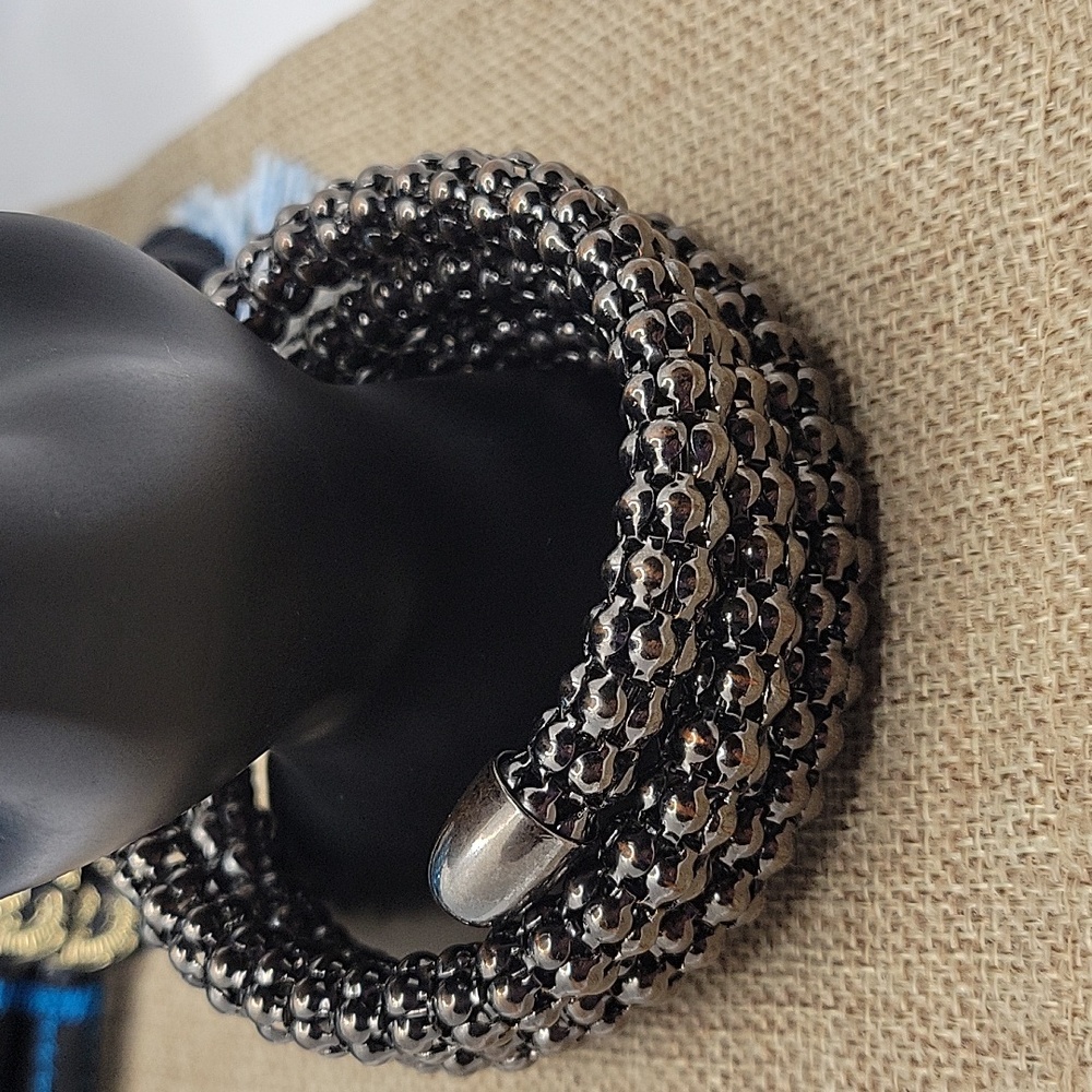 Gunmetal popcorn mesh memory wire bracelet